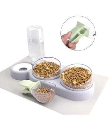 NATRUTH Cat Bowls Gravity Water & Double Food Triple Bowls Set with Mat & Spoon - Ideal for Wet/Dry Feeding - Grey - Buy Online on SooperMarket.com