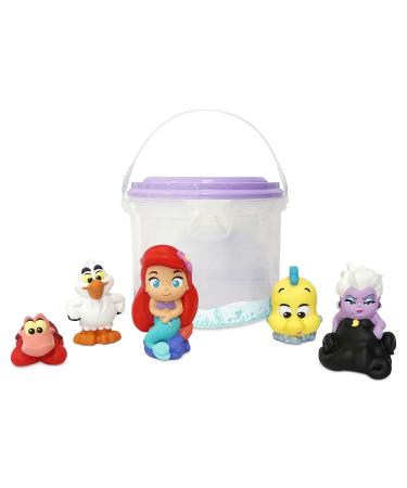 Disney Store Official Bath Toy Set for Kids The Little Mermaid 5 Pc. Playset Includes Bucket with Straining Lid and Five Figures Suitable for Ages 6 Months+