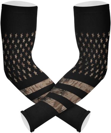 Dussdil American Flag Camou Gardening Arm Sleeves - Desert Camouflage UV Sun Protection Cooling Sleeves for Men and Women - Buy Online on SooperMarket.com