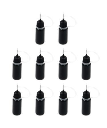 T Tulead Black Tip Applicator Metal Needle Plastic Bottle 10ml Precision Tip Applicator Bottles Pack of 10 Black 10ml