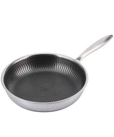 304 Stainless Steel Egg Frying Pan Non Stick Pot Kitchen Utensils Gas Stove Cookware with Anti Scald Handle 28cm