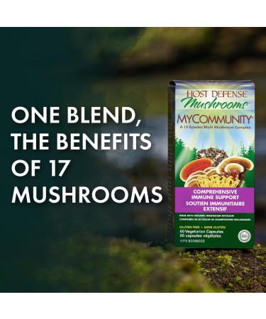 Host Defense MyCommunity Capsules Comprehensive Immune Support with 17 Mushroom Supplements Lion's Mane Chaga Mushroom Reishi Cordyceps Turkey Tail Certified Organic Vegetarian Capsules 60 count (Pack of 1) - Buy Online on SooperMarket.com