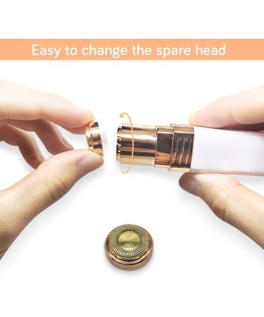 Portable Facial Hair Remover for Women - Painless Electric Shaver and Trimmer with Built-in Light and Replacement Head - White - Buy Online on SooperMarket.com