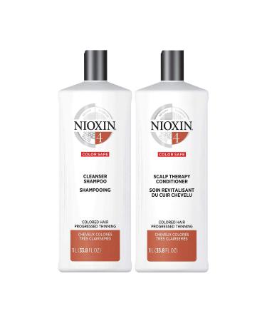 Nioxin System 4 Scalp Cleaning Shampoo and Therapy Conditioner Set for Color Treated Hair with Progressed Thinning