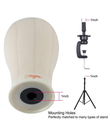 22 Inch Canvas Block Head Wig Stand for Wigs Display & Styling - Creamy-White - Buy Online on SooperMarket.com