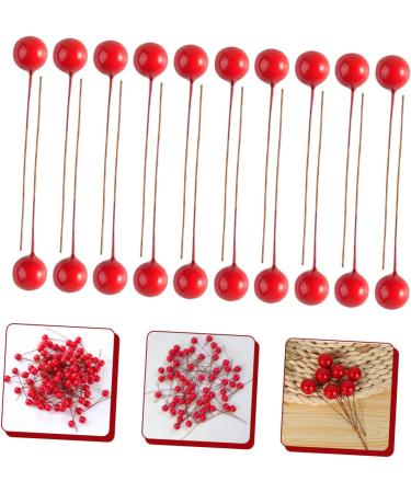 HOMSFOU 600 Pcs Artificial Berries Holly Berries Branch Artificial Red Berry Stem Artificial Holly Berries Round Ball Christmas Decor Christmas Tree Decorations Wreath Foam Cherry - Buy Online on SooperMarket.com
