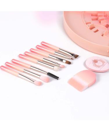 Travel Makeup Brush Set - 10 Mini Brushes with Case | Foundation Blending Eyeshadow & Blush | Perfect Makeup Gift (Pink - Buy Online on SooperMarket.com