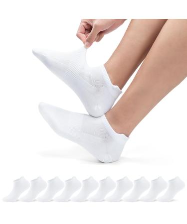 Puliou 10 pairs of sneakers socks men women short half socks cotton sports socks breathable running socks short running hiking socks 39-42 white
