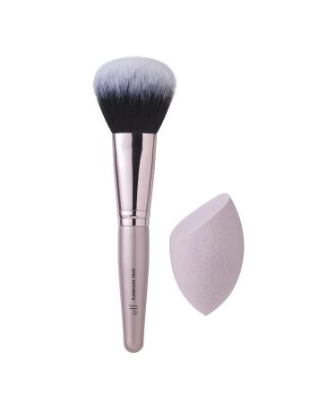 e.l.f. Cosmetics Complexion Brush & Sponge Duo 2-Step Face Sponge & Makeup Brush Kit For Creating A Flawless Complexion Great For Liquid Foundation