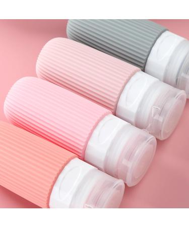 Gemice 60ml Silicone Travel Bottles Set - Leak-Proof BPA-Free Containers for Hand Luggage & Cosmetics (4 Pieces Pink) - Buy Online on SooperMarket.com
