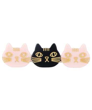 Cat Hair Clips Resin Hair Clips Cute Cat Barrettes Sweet Resin Hair Accessories Hair Styling Clips for Girl Women Daily Party Cosplay Casual or Valentines Day Black pink Black+pink
