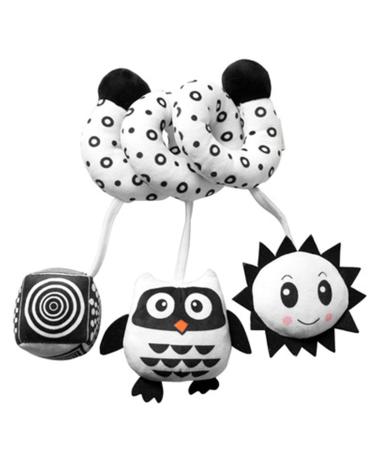 Swecomze animal baby activity spiral chain fabric spiral to grab and feel with a bell baby toys for babies and toddlers from 0+ months (owl)