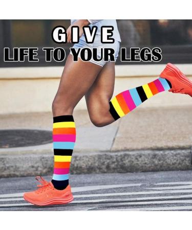 Actinput 4 Pairs Compression Stockings for Men & Women - Colorful Support Socks for Sports Travel & Nursing - Size S-M - Buy Online on SooperMarket.com