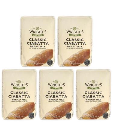 Wright's | Ciabatta Bread Mix 5X500g | Simply Add Oil and Water | It is delicious plain or as a base for your own ideas or ingredients | For Machine or Hand Baking | Suitable for Vegetarians