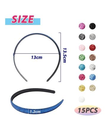 SBYURE 15-Piece Sparkly Plastic Headbands for Women - Colorful Glitter Hair Accessories - Buy Online on SooperMarket.com