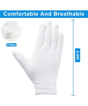 3 Pairs White Cotton Gloves for Dry Hands - Premium Moisturizing Gloves for Eczema & Overnight Use | Unisex Hand Protection for Jewelry & Coin Handling - Buy Online on SooperMarket.com