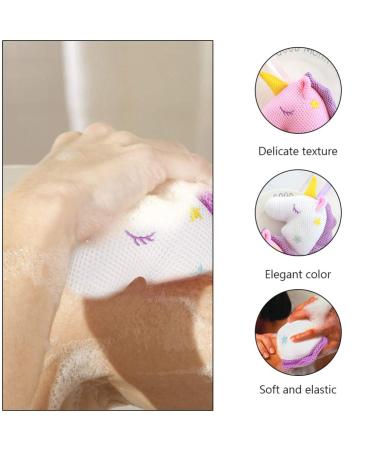 Heallily Unicorn Bath Sponge Pouf Exfoliating Loofah 2pcs for Women Girls - White Pink - Buy Online on SooperMarket.com