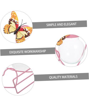 Zerodeko Wrought Iron Hydroponic Flower Pot Plein Air Frames Freesia Greenery Wall Vases for Flowers Green Plant Pot Cactus Plant Terrarium Glass Desktop Office Decorations Pink Pink 20.5X8CM - Buy Online on SooperMarket.com