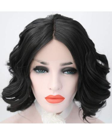 SHIYID Black Lace Front Wigs - Short Wavy Heat Resistant Synthetic Hair for Women | International Shipping - Buy Online on SooperMarket.com