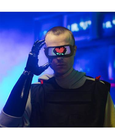 Customizable Bluetooth LED Light Up Glasses for Raves, Festivals, Parties & More - RGB Full Color with Message Display & Animation - Buy Online on SooperMarket.com