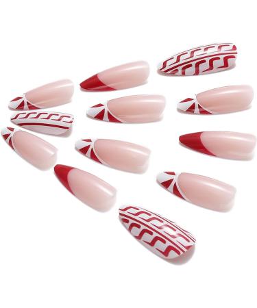 Vatocu Christmas False Nails - Short Red Press on Nails with Snowflakes, Elk, and Snowman Designs - 24pcs for Women and Girls - Buy Online on SooperMarket.com