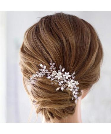 Unicra Bridal Wedding Hair Comb | Silver Pearl & Crystal Accessories for Women & Girls - Buy Online on SooperMarket.com