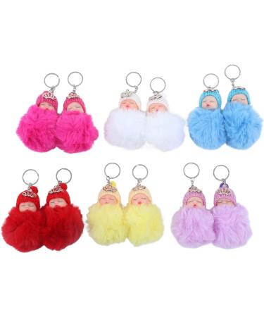 Buy mlida Sleeping Baby Pendant Keychain - Cute Fluffy Fur Doll Luggage Tag | International Shipping Available - Buy Online on SooperMarket.com