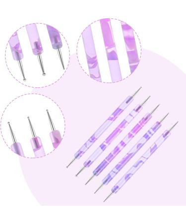5Pcs Nail Dotting Pen Nail Art Tools Dotting Painting Pen Polish Carving Tool 2 Way Nail Design Dotting Tool for Gel Polish Decoration Purple - Buy Online on SooperMarket.com