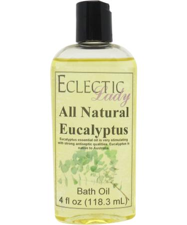 Eucalyptus Bath Oil by Eclectic Lady - Scented Bath Oil - Relaxing & Moisturizing Bathing Oil - Fragrance Body Oil For Dry & Rough Sensitive Skin - Body Daily Nourishing Shower Oil (4 oz) 4 Ounce