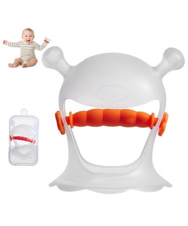 BAOK Hand biting rings for babies-anti drop baby handle bite ring durable dental load-loading baby play stuff safe silicone bite ring toys for baby gifts Orange