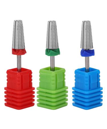 3PC Safety Nail Drill Set - Professional Polishing Tools for Acrylic & Gel Nails | Medium-Fine Coarse Bits (Silver) - Ideal for Nail Art & Care - Buy Online on SooperMarket.com
