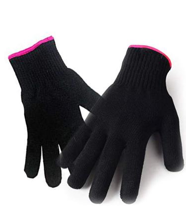 AFT90 2 Heat Resistant Glove for Hair Styling  Curling Iron  Flat Iron and Curling Wand  Black  Pink Edge 2 Black
