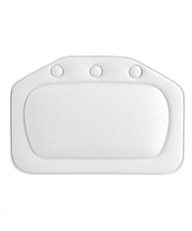 Wifehelper Soft Foam Padded Non-Slip Spa Bath Pillow with Suction Cups for Head  Neck and Back Support  Fits Any Size Tub(White)