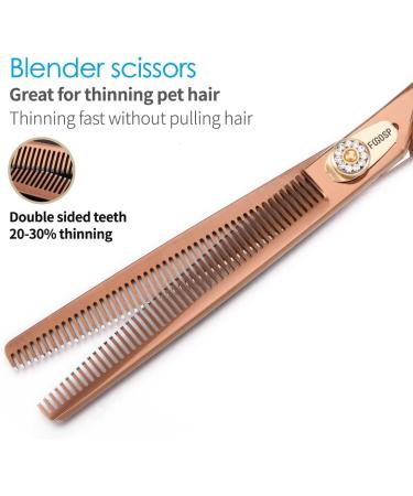 FOGOSP 7 Professional Dog Thinning Shears | Double Sided 48 Teeth Blender Scissors | 25% Thinning Rate Japan 440C (Bronze) - Buy Online on SooperMarket.com