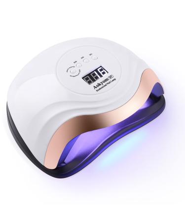 168W nail dryer lamp Aokyom UV LED for nails Professional nail lamp with 10/30/60/99S Timer LCD display and smart sensor for fingers/toenails and for all gel nail polish gelail white gold elegant-White