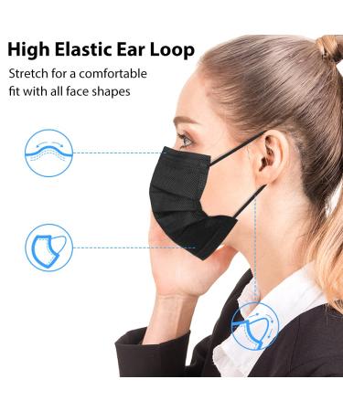 Black Disposable Face Masks - 50 Pack, 3 Ply Disposable Masks - Buy Online on SooperMarket.com