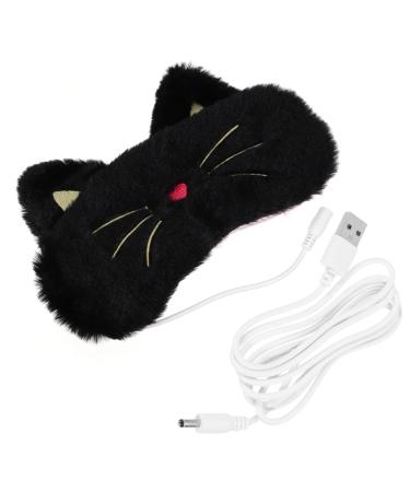 minkissy 1 Set Heating Mask Crystal Velvet Eyes Sun Shade 3D Black 20x12cm