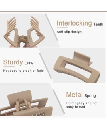 Set of Hair Claw Clips in Brown, Beige, Cream, and Black for Women, Girls, Unisex - Medium Size Rectangle Box Hair Clip - Buy Online on SooperMarket.com