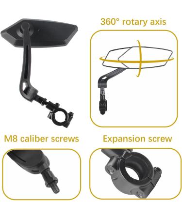 Xiaoxiaozhijia HD 360 Swiveling Foldable Handlebar Rear Mirror for E-Bikes | Left Side Bicycle Mirror for Scooters - Buy Online on SooperMarket.com