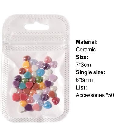 SANWOOD Nail Gems - 50 Pieces 3D Love Heart Ceramic Nail Art Decor | DIY Manicure Sequins for Women - Buy Online on SooperMarket.com