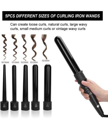 5 in 1 Curling Iron Curling Iron Wand Set Led Adjustable Temperature Hair Styling Curling Iron 5 Curling Irons of Different Sizes to Create Different Hairstyles 110 240V(US) - Buy Online on SooperMarket.com