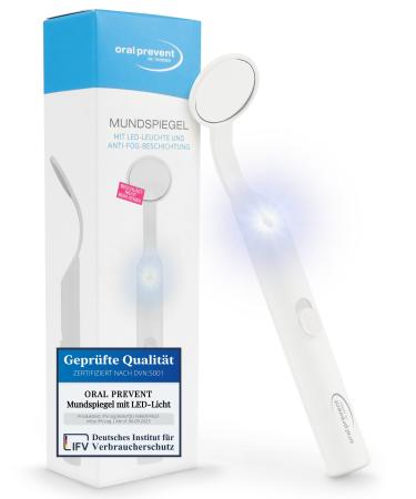 Oral Prevent Mundspiegel with LED light - Dental mirror for better dental care - dentist index with anti -fog coating - dental care level