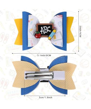 Whaline Back to School Bow Hair Clips - 6Pcs Apple Book Blackboard Hair Bows for Girls, PU Leather Hair Barrettes for Classroom, Kindergarten Students - Buy Online on SooperMarket.com