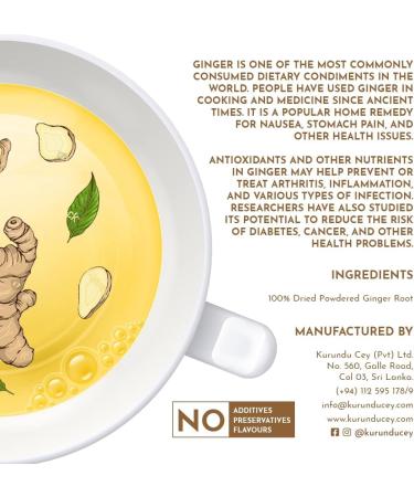 KURUNDU CEY | 100% Natural & Pure Ginger Infusion | Perfect For After Meals | Help Build Digestive Fire | Hot & Cold Infusion | Herbal Tea | Caffeine & Sugar Free | 20 Sachets - Buy Online on SooperMarket.com