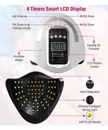 Professional UV LED Nail Lamp - 280W Gel Polish Dryer with Auto Sensor, 66 LEDs, Portable Handle - Nail Art Tools - Buy Online on SooperMarket.com