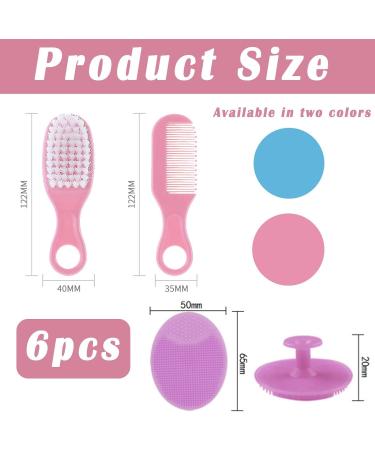 6 Piece Baby Hair Brush and Comb Set Baby Hair Brush and Comb Set for Newborns & Toddlers Natural Soft Goat Bristles for Infant Kids Perfect Baby Registry Gift(Pink Blue) - Buy Online on SooperMarket.com