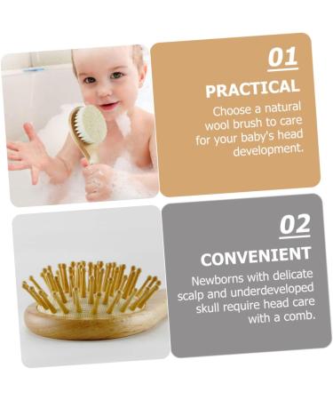 Organic Bamboo Baby Hairbrush Set for Natural Hair Care - Wooden Comb and Soft Wool Bristles for Infant Scalp and Toddler Bathing Essentials - Buy Online on SooperMarket.com
