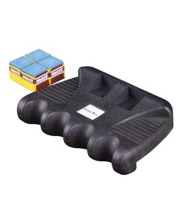GAMESUN 4 Holes Cue Holder, Weighted Pool cue Holder with 4pcs chalks, cue Sticks Holder