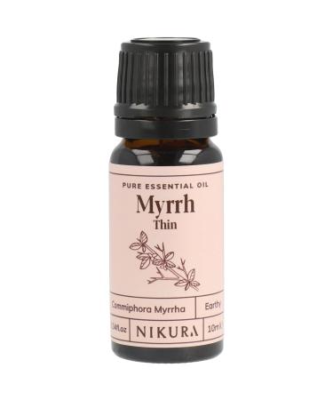 Nikura Myrrh Essential Oil - 10ml | 100% Pure Natural Oils | Perfect for Aromatherapy Diffusers Soap Making Candle Making | Great for Skin Headache Relief | Vegan & UK Made 10 ml (Pack of 1)