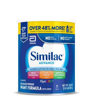 Similac Advance Infant Formula with Iron, Baby Formula Powder, 30.8-oz Can 30.8 Ounce Pack of 1